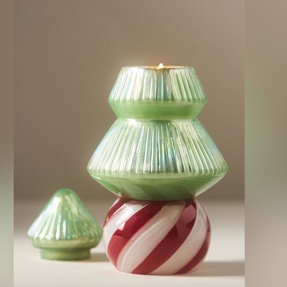 Anthropologie Le Cirque Woody Fresh Balsam & Cedarwood Tree Candle stripes NWT - Picture 6 of 15
